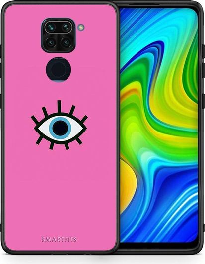 Θήκη Κινητού Back Cover για Xiaomi Redmi Note 9 - Black TPU - Blue Eye Pink