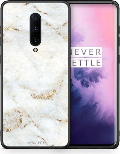 Θήκη Κινητού Back Cover για OnePlus 7 Pro - Black TPU - White Gold Marble