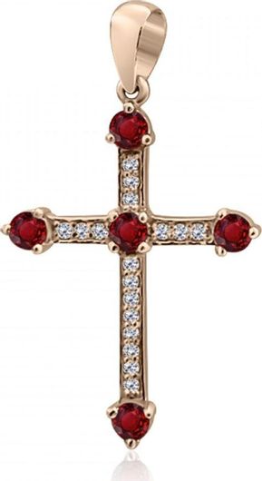 Βαπτιστικός Σταυρός Chrilia Collection st3847 από Ροζ Χρυσό 18K με Διαμάντια