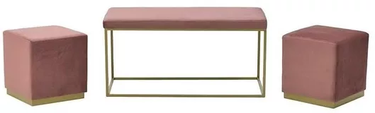 Ταμπουρέ Inart Επενδυμένο με Ύφασμα 100x45x50cm Ροζ