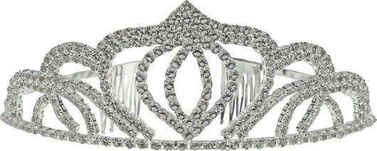 Νυφική Τιάρα Μαλλιών Κορώνα με Strass 78567-1 Ασημί