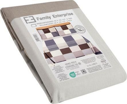 Σετ Μαξιλαροθήκες Family Enterprise 50x70+17cm 100% Βαμβακερές Σετ 2τμχ Καφέ