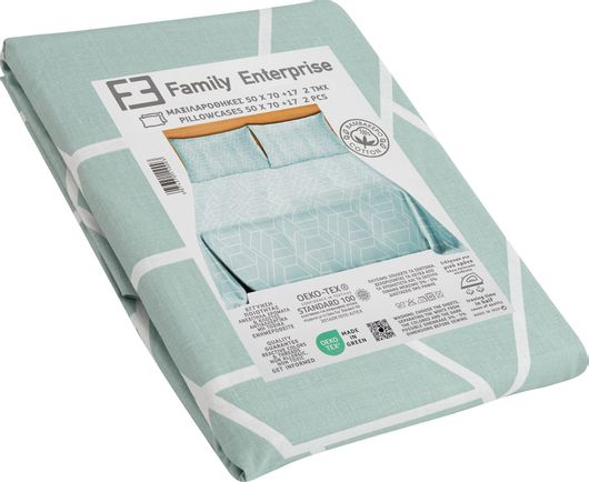 Σετ Μαξιλαροθήκες Family Enterprise 50x70+17cm 100% Βαμβακερές Εμπριμέ 2τμχ Γαλάζιο