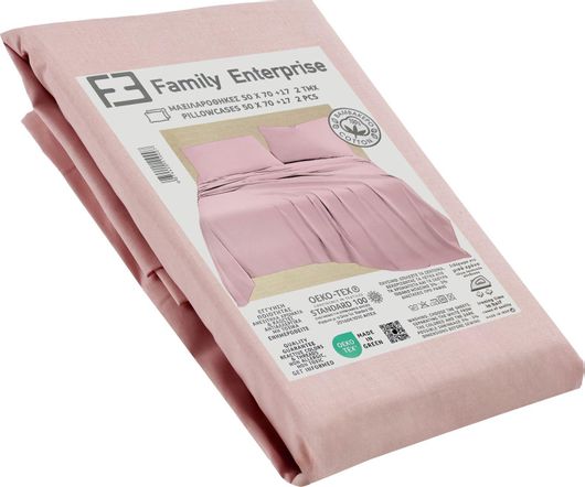 Σετ Μαξιλαροθήκες Family Enterprise 50x70+17cm 100% Βαμβακερές 2τμχ Ροζ