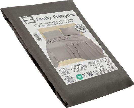 Σετ Μαξιλαροθήκες Family Enterprise 50x70+17cm 100% Βαμβακερές 2τμχ Καφέ