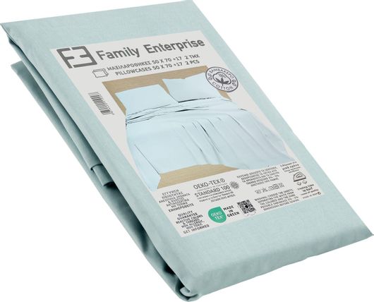 Σετ Μαξιλαροθήκες Family Enterprise 50x70+17cm 100% Βαμβακερές 2τμχ Γαλάζιο