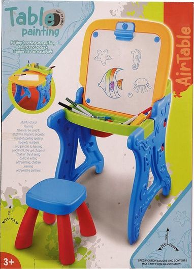 Παιδικός Πίνακας Μαρκαδόρου Επιδαπέδιος με Σκαμπώ για 3+ Ετών