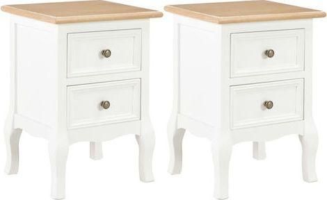 Κομοδίνο vidaXL 280037 Μασίφ Ξύλο 49x30x35cm Σετ 2τμχ Λευκό