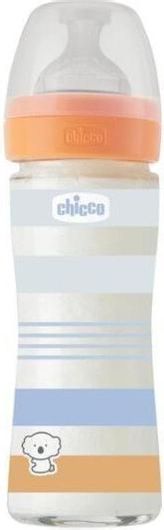Γυάλινο Μπιμπερό Chicco Well Being Κατά των Κολικών με Θηλή Σιλικόνης 240ml για 0+ Μηνών
