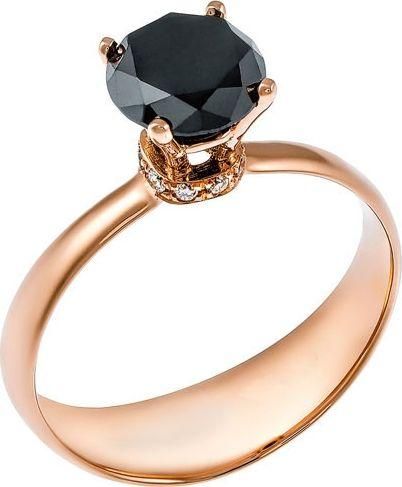 Μονόπετρο Xrisokosmima DA1210-3422 από Χρυσό 18K από με Μαύρο Διαμάντι No55