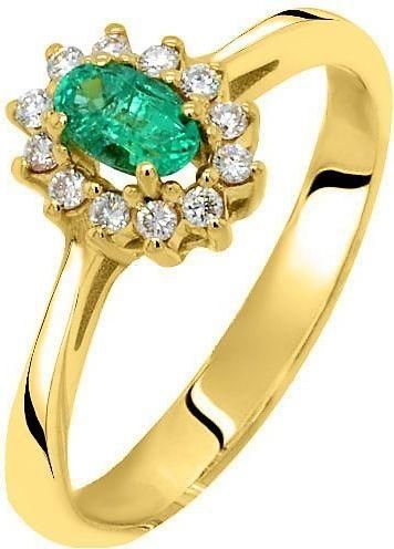 Μονόπετρο Xrisokosmima DA1857 από Χρυσό 18K Ροζέτα με Σμαράγδι & Μπριγιάν No54