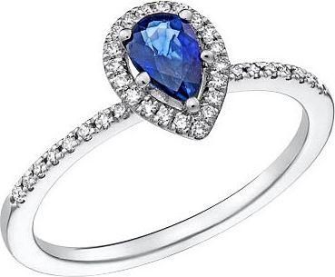 Μονόπετρο Xrisokosmima DBR220A από Λευκόχρυσο 18K με Ζαφείρι & Μπριγιάν No54.5