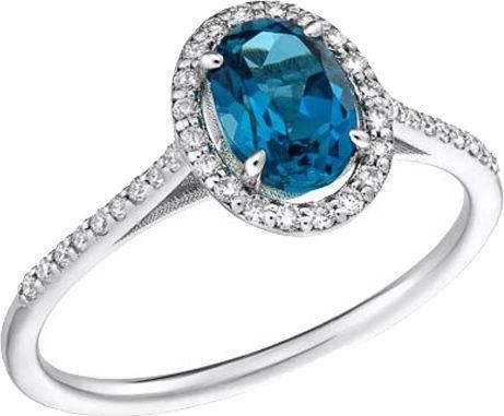 Μονόπετρο Xrisokosmima DBR212A από Λευκόχρυσο 18K με London Blue Topaz & Μπριγιάν No54