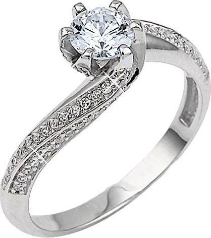 Μονόπετρο Xrisokosmima DMN2118L-A από Λευκόχρυσο 14K No54