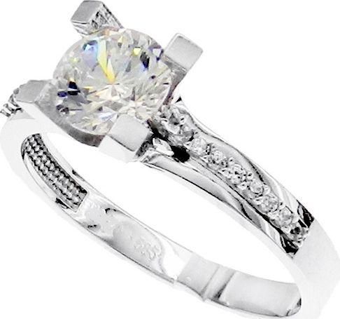 Μονόπετρο Xrisokosmima DMN185A από Λευκόχρυσο 14K No55