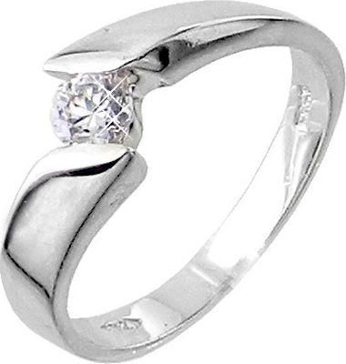 Μονόπετρο Xrisokosmima DBR089A από Λευκόχρυσο 18K με Μπριγιάν No54