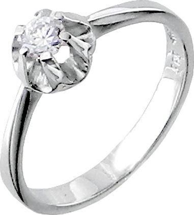 Μονόπετρο Xrisokosmima DBR097A από Λευκόχρυσο 18K με Μπριγιάν No54