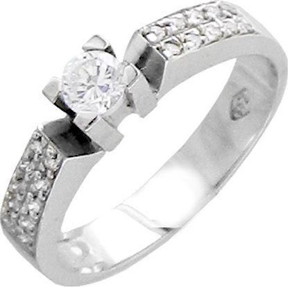 Μονόπετρο Xrisokosmima DBR104A από Λευκόχρυσο 18K με Μπριγιάν No54