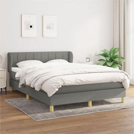 Κρεβάτι vidaXL Boxspring Διπλό με Στρώμα 140x200cm Υφασμάτινο Γκρι