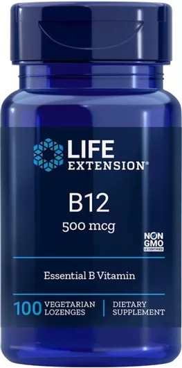 Life Extension Βιταμίνη B12 για την Υγεία του Νευρικού Συστήματος 500mcg 100 παστίλιες