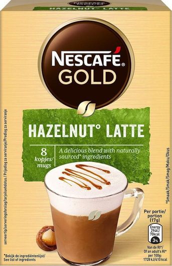 Στιγμιαίος Καφές Nescafe Gold Latte Αλεσμένος 8 Φακελάκια 17gr με Γεύση Hazelnut