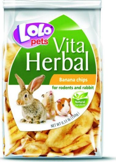 Λιχουδιά Τρωκτικών Lolo Pets Vita Herbal Banana Chips για Κουνέλι / Ινδικό Χοιρίδιο / Χάμστερ με Μπανάνα 150gr