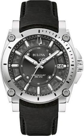 Ανδρικό Ρολόι Bulova 96B416 με Δερμάτινο Λουράκι Ασημί