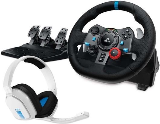 Τιμονιέρα Logitech Wheel G29 Driving Force Racing & Gaming Headset Logitech Astro A10 Λευκό