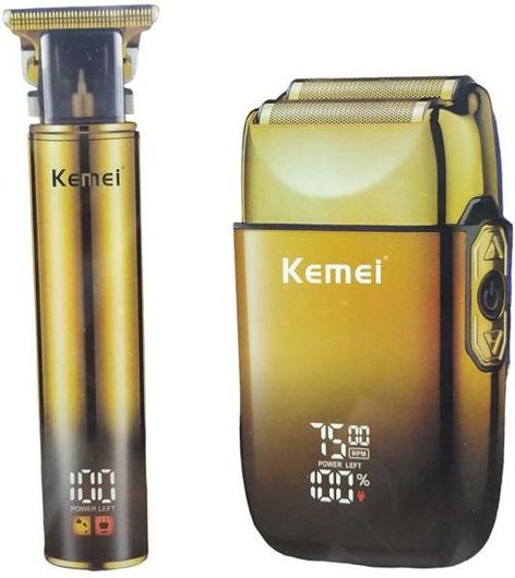 Σετ Ξυριστικής Μηχανής & Trimmer Kemei KM-2131 Gold
