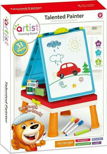 Παιδικός Πίνακας Zita Toys Μαρκαδόρου / Μαυρο Επιδαπέδιος με Τραπεζάκι για 3+ Ετών