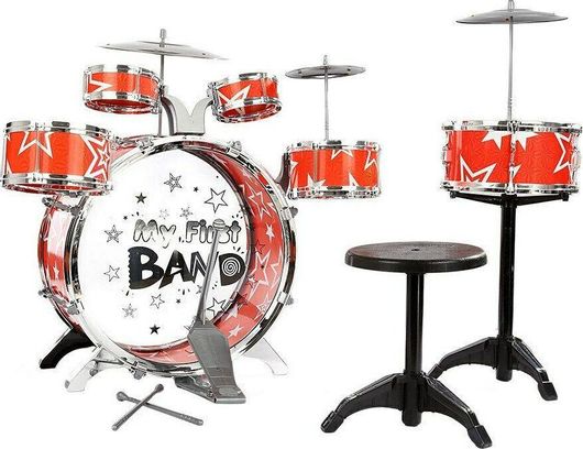 Μουσικό Παιχνίδι Ντραμς με Σκαμπώ Κόκκινο για 3+ Ετών