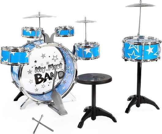 Μουσικό Παιχνίδι Ντραμς με Σκαμπώ Μπλε για 3+ Ετών