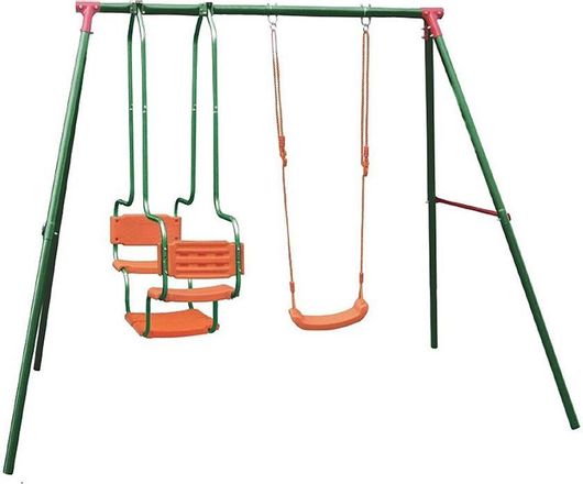 Κούνια TK Chin Διπλή Μεταλλική με Κάθισμα Σανίδα & Καραβάκι για 3+ Ετών