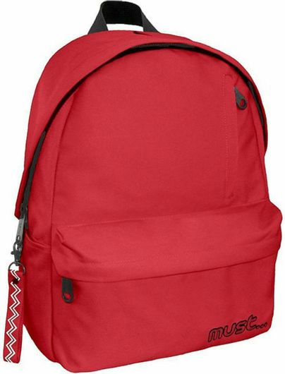 Σχολική Τσάντα Πλάτης Γυμνασίου / Λυκείου Must Monochrome Rpet Κόκκινο