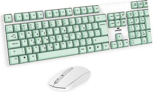 Leewello YPX-035 Ασύρματο Σετ Πληκτρολόγιο & Ποντίκι Ελληνικό Πράσινο