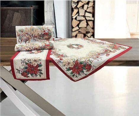 Σετ Χριστουγεννιάτικα Τραπεζομάντηλα Linea Home Καρέ Κόκκινο 4τμχ