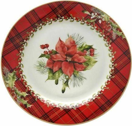 Χριστουγεννιάτικο Πιάτο Iliadis Πορσελάνινο Κόκκινο Φ21cm