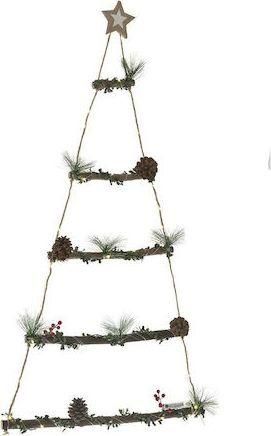 Χριστουγεννιάτικο Φωτιζόμενο Δεντράκι Iliadis Κρεμαστό Ξύλινο Μπαταρίας 50x5x95cm 1τμχ Καφέ