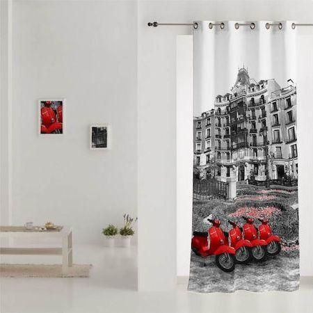 Κουρτίνα Pillow King με Τρουκς Vespas Γκρι 140x260cm