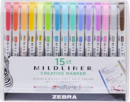 Σετ Μαρκαδόρων Zebra Midliner Creative Double-Ended Soft-Mild Colors ZB-78115 15τμχ