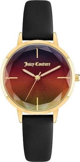 Γυναικείο Ρολόι Juicy Couture JC1326RBBK με Δερμάτινο Λουράκι Μαύρο