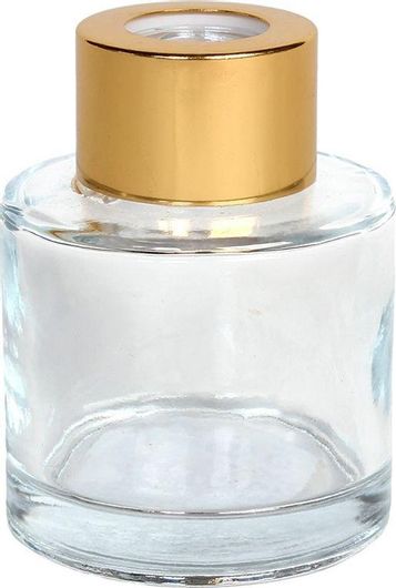 Μπουκαλάκι Keskor 56816 Γυάλινο για Αρωματικό Χώρου 50ml 5x7cm με Χρυσό Καπάκι