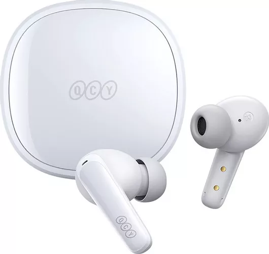 Bluetooth Handsfree QCY T13X Earbud με Θήκη Φόρτισης Λευκό
