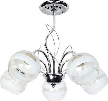 Globobox Κρεμαστό Φωτιστικό Ασημί για 5 Λαμπτήρες E27 52x43εκ.