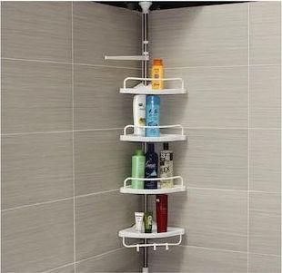 Ραφιέρα Μπάνιου Keskor Γωνιακή Επιδαπέδια Πλαστική με 4 Ράφια 33x21.5x260cm Λευκό