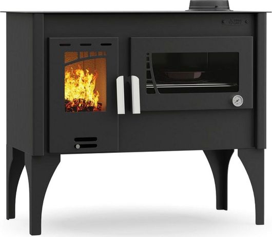 Ξυλόσομπα Thermiki ATS Βεργίνα Χαλύβδινη με Φούρνο 10.4kW Μαύρη