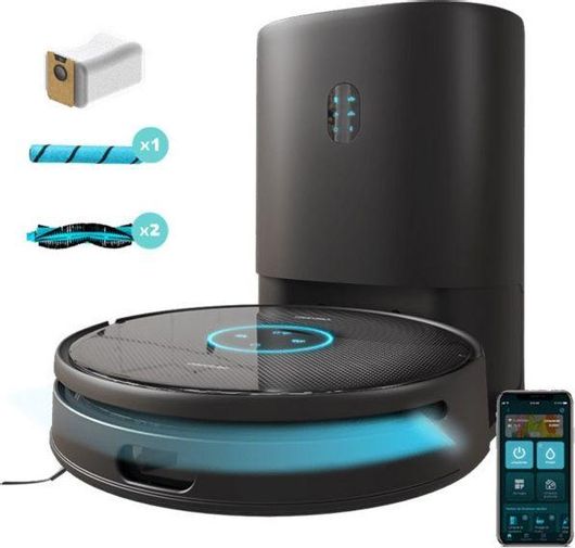 Σκούπα Ρομπότ Cecotec Conga 12090 Twice Roller Home&Fill για Σκούπισμα & Σφουγγάρισμα με Wi-Fi Μαύρο