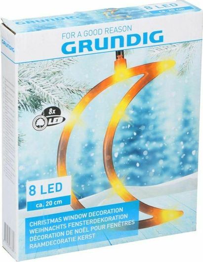 Χριστουγεννιάτικο Διακοσμητικό Grundig Φωτιζόμενο Παραθύρων 8 LED Μπαταρίας Φεγγάρι