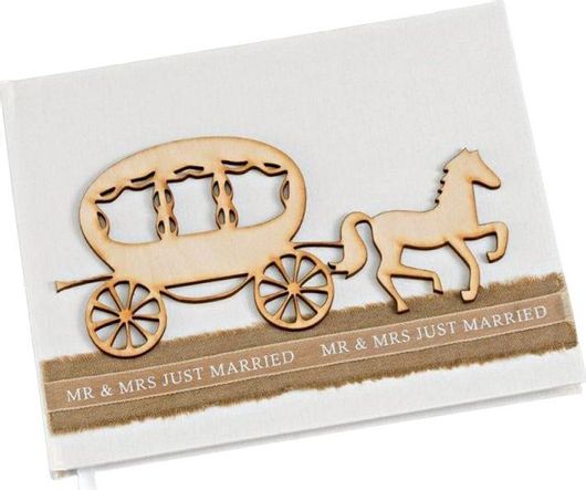 Βιβλίο Ευχών Γάμου Palma Emporio με Άμαξα 28x21cm Λευκό