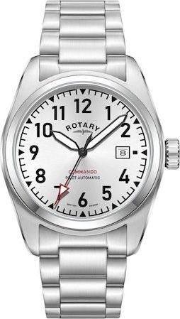 Ανδρικό Ρολόι Rotary GB05470 / 22 με Μεταλλικό Μπρασελέ Ασημί